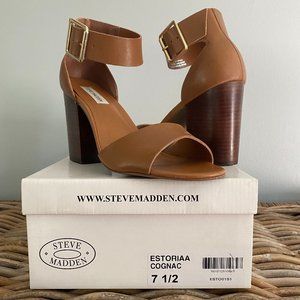 Steve Madden Estoria Block High Heel Cognac Sandal